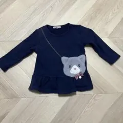 ams FAM ネイビー 猫ポケット トップス 90