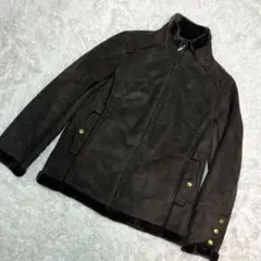 【美品】レディース ブルゾンアウター 茶 チャック ファー 防寒