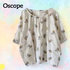 【Oscope】花柄 五分袖 ブラウス コットン 総柄 ゆったり ナチュラル