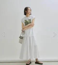 SALON adam et rope白ギャザースカート美品ペチコート付き