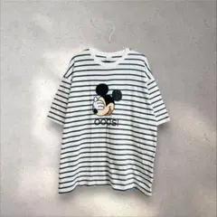 韓国ディズニー ミッキーマウスボーダーTシャツ