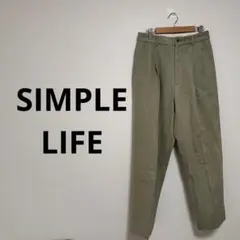 シンプルライフ メンズ パンツ チノパン 緑 ストレート カジュアル 秋冬
