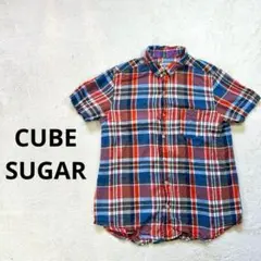 【キューブシュガー】M 半袖チェックシャツ レディース　夏　トップス