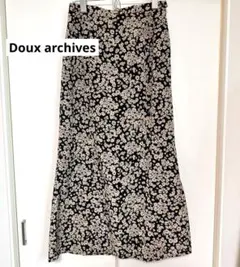 【Doux archives】花柄フレアロングスカート ブラック