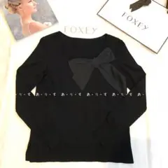フォクシー カタログ掲載 スクエアリボン ニット セーター 38 黒 美品