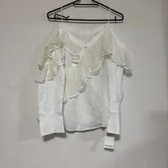 snidel チュールフリルアシンメトリーブラウス ホワイト