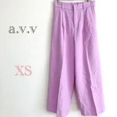 a.v.v ワイドパンツ パンツ カラーパンツ 無地 お洒落 ピンク 仕事 XS