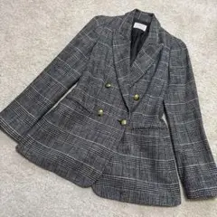 IENA 金ボタン ダブルブレストジャケット　グレンチェック　サイズ38