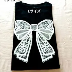 値下げ　Dazy 大きなリボン ブラックTシャツ 　Lサイズ