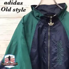 《激レア》アディダス adidas☆ナイロンジャケット S 刺繍ロゴ ネイビー