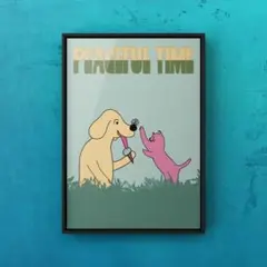 ★A4フレーム付き★オリジナル アートポスター PEACEFUL 犬猫