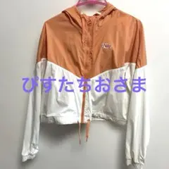 値下げ❗️Nike フード付きクロップドジャケット オレンジ/ホワイトＭsize