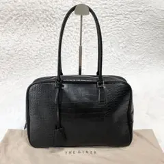 美品☆THE GINZA 肩がけショルダーバッグ ビジネスバッグ クロコ型押し