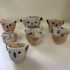顔デザイン 陶器カップ 7個セット