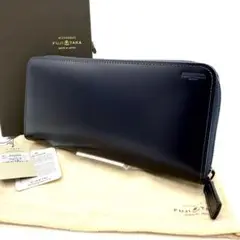 【未使用品】フジタカ ラウンドジップ 長財布 コードバン ネイビー 付属品完備