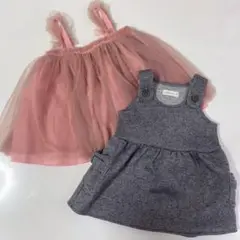 子供服 ワンピース 80 ピンク グレー ベビー服 かわいい 女の子