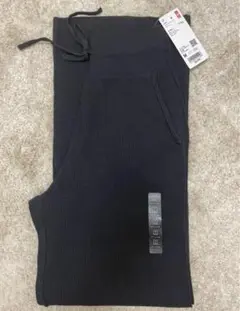 【新品未使用タグ付】ウォッシャブルニットリブパンツ 09 BLACK M
