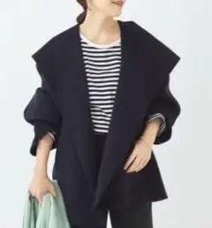 美品 2021AWプラージュPlageハミルトンハーフコート38ネイビー