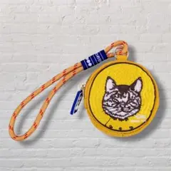 D.CAT 猫刺繍 CIRCLE POUCH サークルポーチ ベージュ系