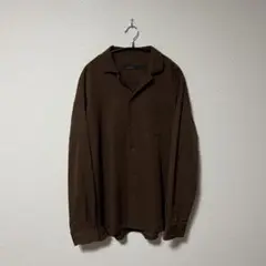 【レイジブルー】オープンカラーシャツ 長袖 ブラウン