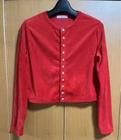 トゥモローランド コットンポリエステルベロア クルーネックカーディガン