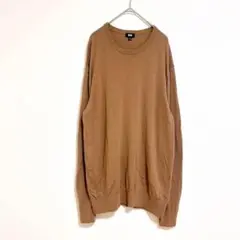 ユニクロ　ニット　長袖　XL ブラウン　薄手　毛　100％ シンプル　春　秋