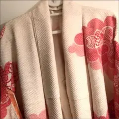 【最終価格】総絞り 訪問着 白 朱赤 桃色 吉祥 雲海