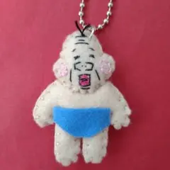 ハンドメイド　フェルトマスコット 日焼けしたオジサン大　スカイブルーパンツ