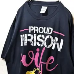 ポート&カンパニー WIFE 手錠 指輪 デカロゴ Tシャツブラック黒L古着