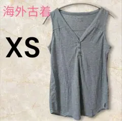 【海外古着】ブルーグレー Vネック タンクトップ XS✨一点物✨