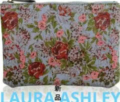 ローラアシュレイ 花柄ポーチ 青 LAURA ASHLEY 春夏 ボタニカル