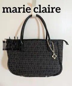 marie claire✨マリクレール ハンドバッグ 黒 ブラック総柄チャーム