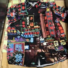 香港夜景　ネオン看板デザイン 4XL アロハシャツ　半袖　九龍城塞