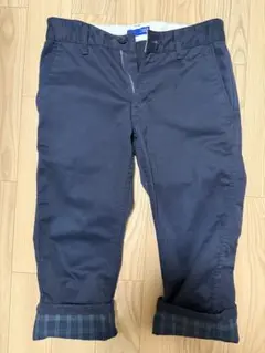 ネイビー カジュアルショートパンツ ロールアップ裾