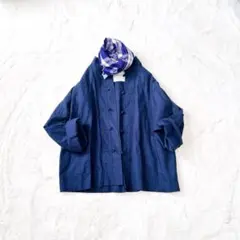 ❤️美品/ichi Antiquites/チャイナシャツ/F/BLUE/リネン