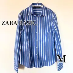 美品✨ ZARA BASIC ストライプ シャツ ブルー ホワイト 長袖