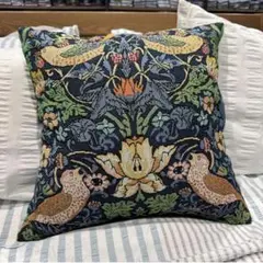 刺繍デザイン クッションカバー 花と鳥
