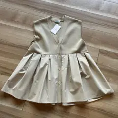 グリーンレーベル リラクシング　ドッキング ペプラム ニット ジレ
