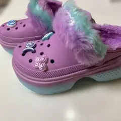 crocs ファー付きパープルクロッグaespa　クロックス　‼︎ 値下げ ‼︎