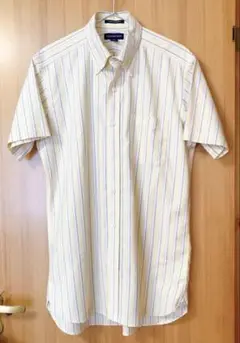 Lands' End ストライプ ボタンダウン　半袖シャツ 40