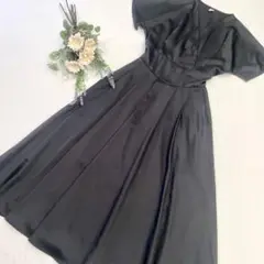 美品《Yino イノ》半袖 カシュクールワンピース ブラック L