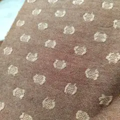 麻混生地　ドット柄　ブラウン