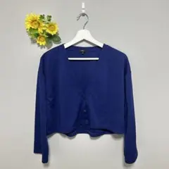 【COMME CA ISM】カーディガン　長袖　短丈　レディース　ブルー　V