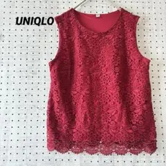 極美品 ユニクロ UNIQLO ノースリーブ レーストップス M ウォッシャブル