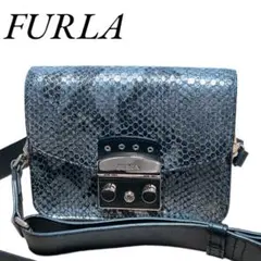 美品★FURLAフルラ メトロポリス パイソン柄 肩掛けレザーショルダーバッグ