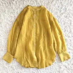 アーバンリサーチ バンドカラーシアーブラウス オーバーサイズ ゆったり イエロー