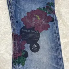 【極美品】　EDWIN miss503 Rude 羊革　漢字&薔薇プリント高身長