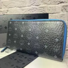 新品・未使用✨MCM レザー シボ革 モノグラム柄 ラウンドファスナー 長財布