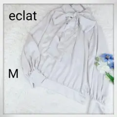E by eclat エクラ とろみ ボウタイ ブラウス ライトグレー M