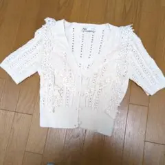 ZARAザラ アイボリー 半袖カーディガン